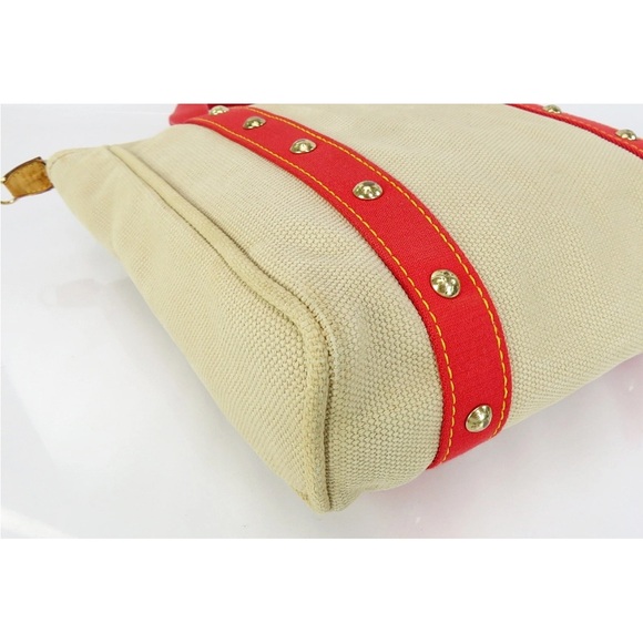 Louis Vuitton Tan Tote with Red Straps - Picture 7 of 16